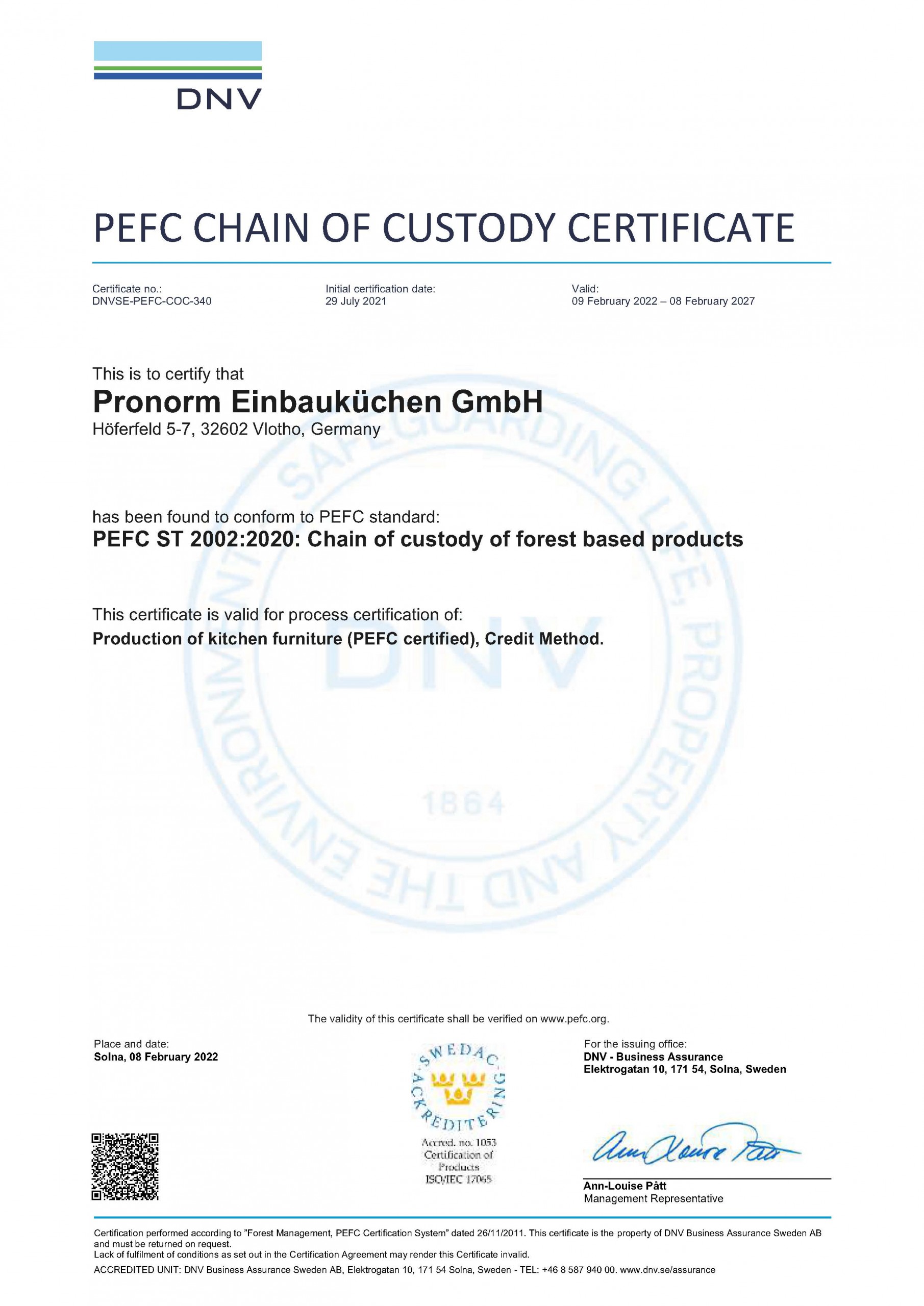 PEFC-Zertifikat