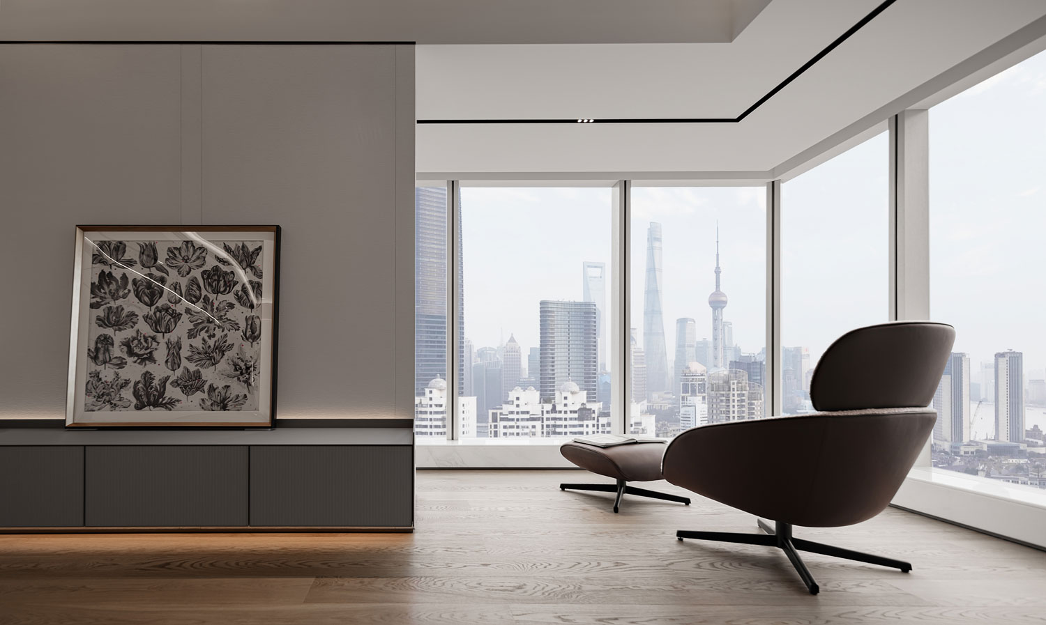 Meubles de salon avec lowboard et aménagement moderne