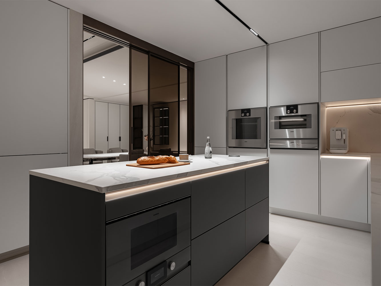 modern keukenblok, moderne keuken keukenverlichting