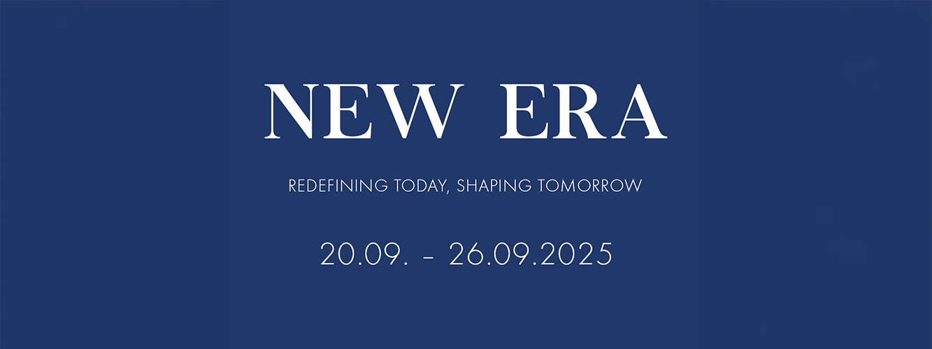 Headermotiv zur pronorm Präsenz auf der Küchenmeile mit dem Motto NEW ERA – redefining today shaping tomorrow und dem Datum der Veranstaltung