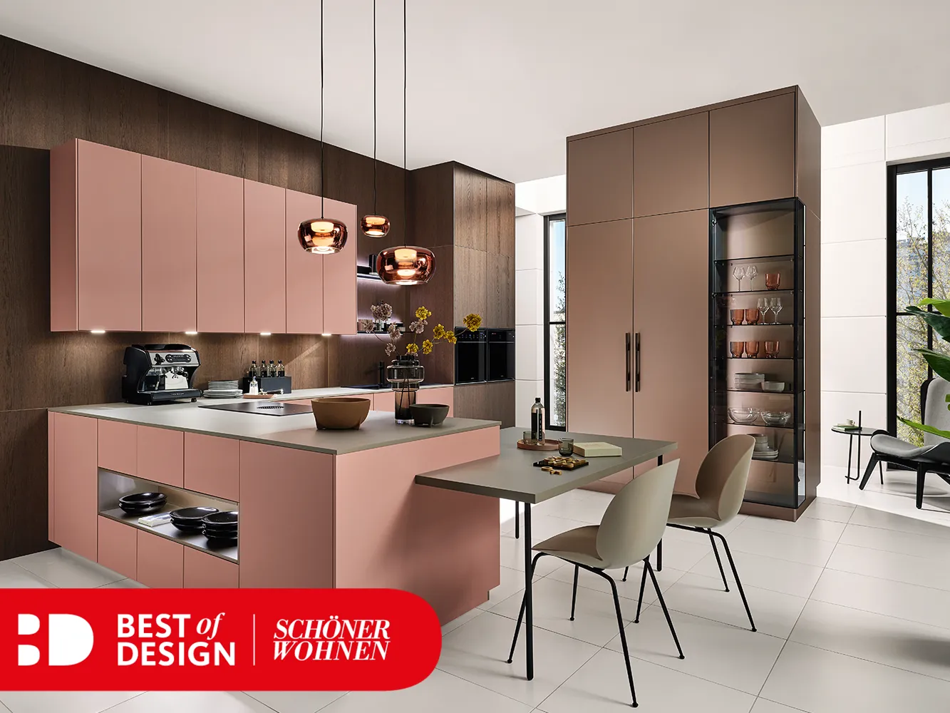 pronorm gewinnt mit der rosa Küche den Schöner Wohnen Award in der Auszeichnung "Best Design".