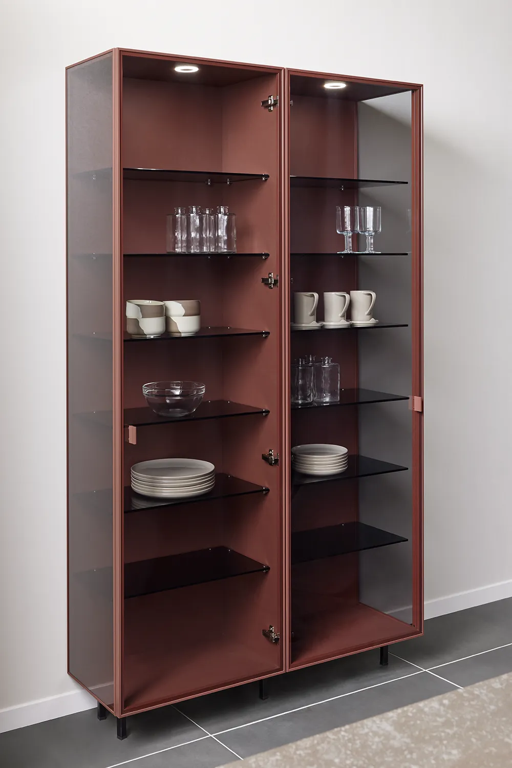 pronorm-kitchen-red-display-cabinet